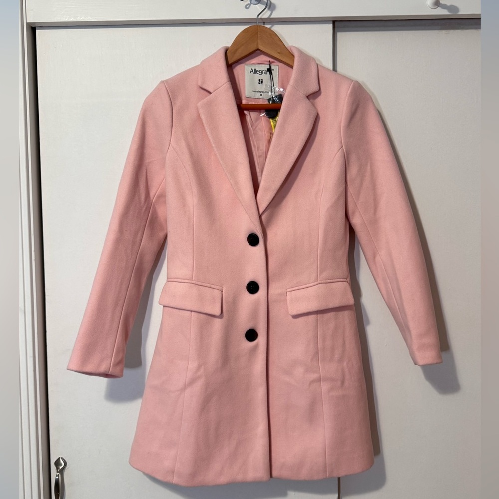 Allegra K Pink Tailored Wool-Blend Coat – Women’s XS – Blush – NWT